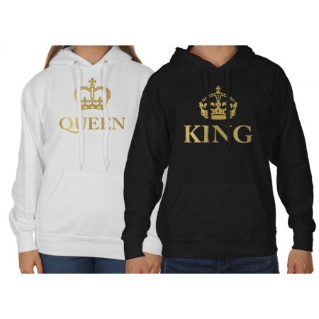 Bluzy dla par z kapturem zakochanych komplet Queen King 2